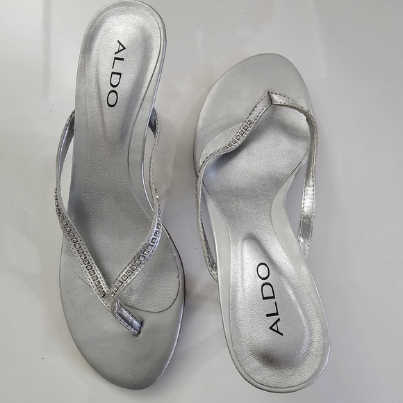 Aldo Women's Silver Heels | Used Twice | Small Heels - Picture 1 of 5